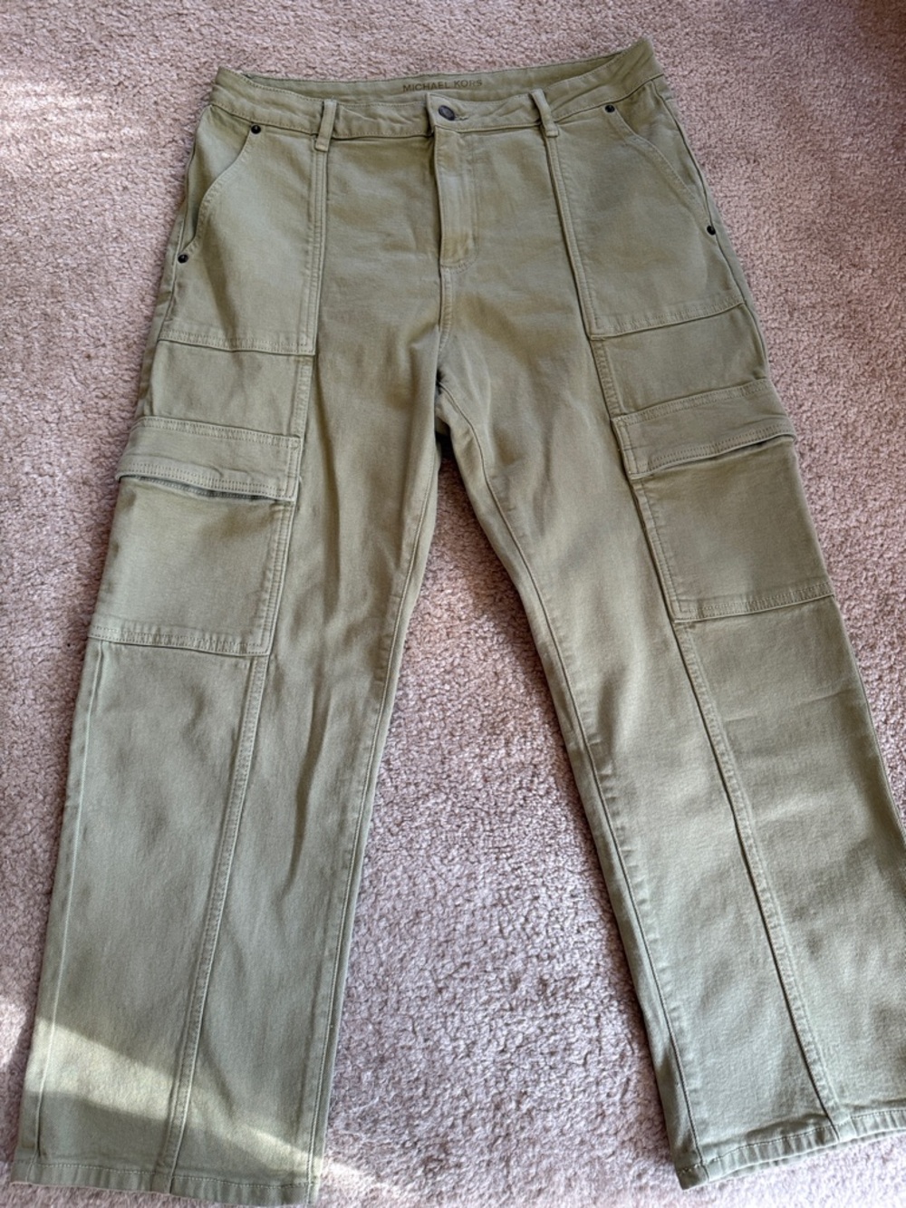 Michael Kors Olive Green Cargo Jeans. Size 12. Never worn